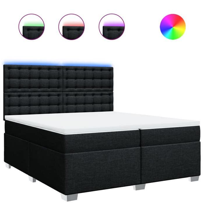 VidaXL Sommier à lattes de lit avec matelas Noir 200x200 cm Tissu, lit, lit à plate-forme, lit à panneaux, meuble de chambre 3292911