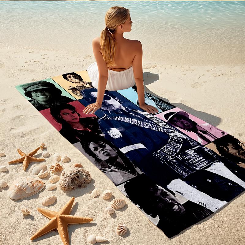 1Pc Pop Art Michael Jackson Collage Beach Towel, Quick Dry, Multi-Use for Beach Pool Gym Yoga Home Travel, Christmas, Halloween, Xmas Gift M929132