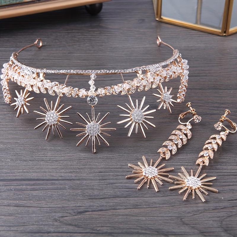 

Барокко Золотой Подсолнух Горный Хрусталь Диадемы Корона Повязка Для Волос Свадебный Повязка На Голову Короны Серьги Набор Свадебные Аксессуары Для Волос Ювелирный Набор Подарок Для Женщин W-2403