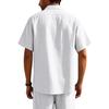 2025 Summer Men Short Sleeve Shirt Men Solid Color Patch Pocket Shirts Male Loose Lapel Linen Shirt Men Formal Beach Shirt