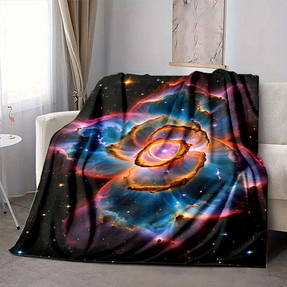 1pc Cosmic Rose Nebula Blanket, Lightweight Flannel Fleece with Digital Printing, Soft Warm for Sofa, Travel, Camping, Office, Couch, Chair, and Bed,