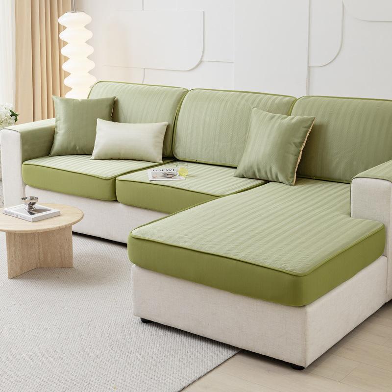 Summer Washable Artificial Silk Sofa Cover All-inclusive Modern Simple New Herringbone Pattern Sofa Cover Universal for All Seasons