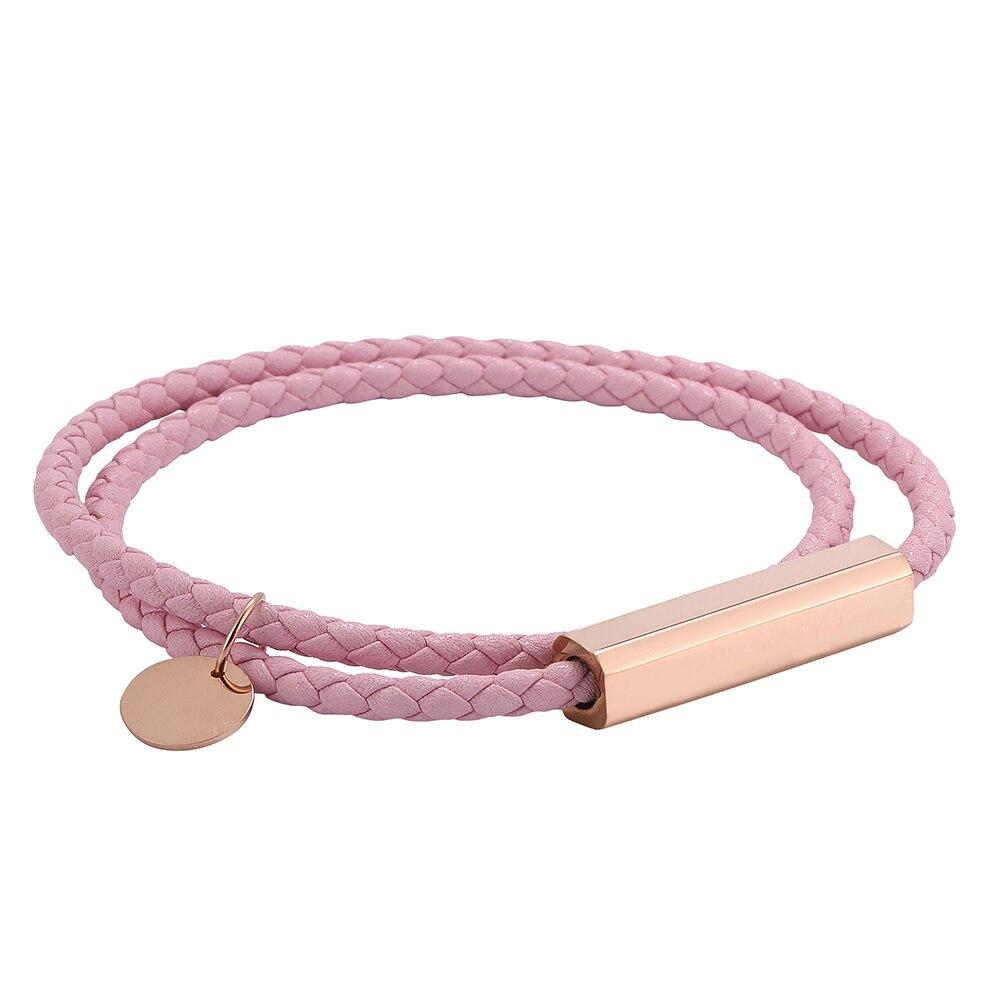 

Розовые кожаные браслеты для женщин, модные подвески, браслеты-обертки, модная бижутерия 205mm розовый