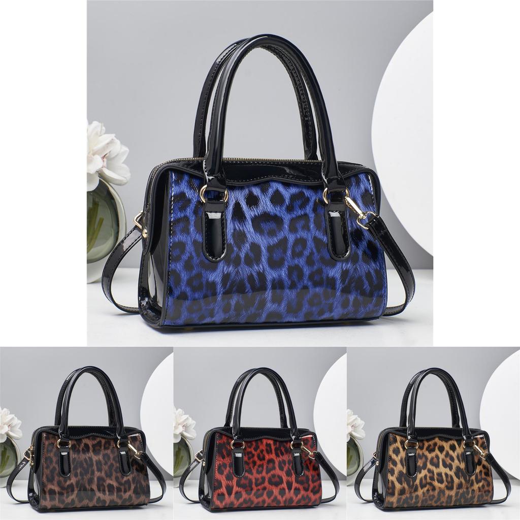 Fashion Leopard Print Women Casual Glossy Shoulder Bag For Daily Urban Style