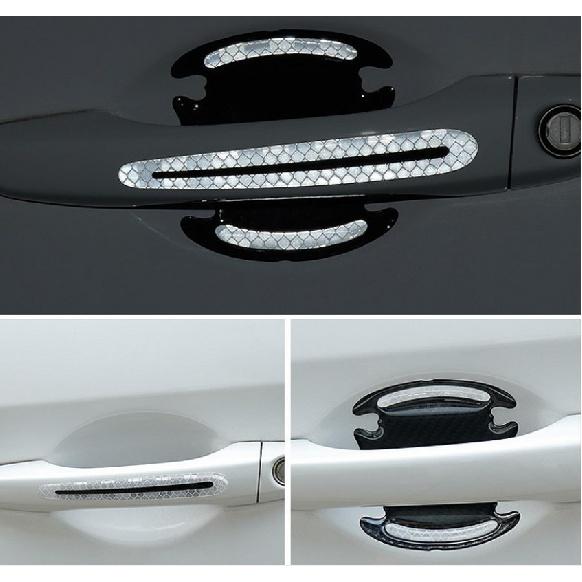 Car Door Handle Protection Cover Stickers Guard Film Carbon Fiber Reflective Decal Safety Anti-collision Strips Car