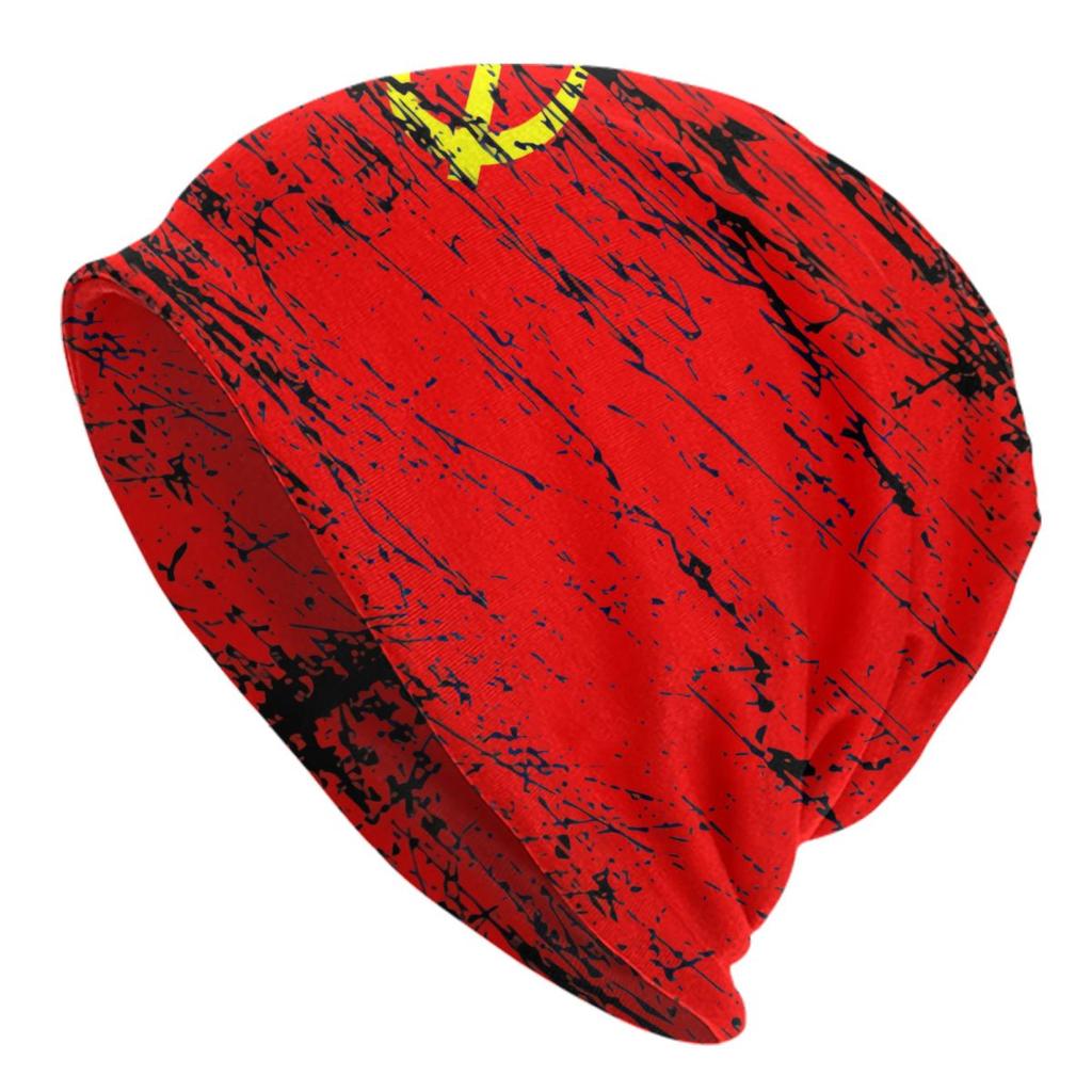 Custom Soviet Union USSR Russia Flag Bonnet Hat Knitted Hat Hip Hop Unisex CCCP Winter Warm Beanies Cap