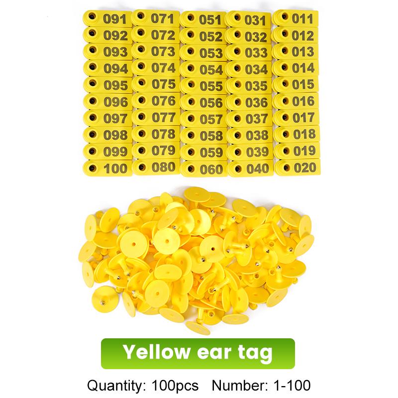 100Pcs Sheep Goat Ear Tag with Number / Ear Tag Pliers Laser Copper Head Earrings Farm Livestock Sheep Ear Identification Tools