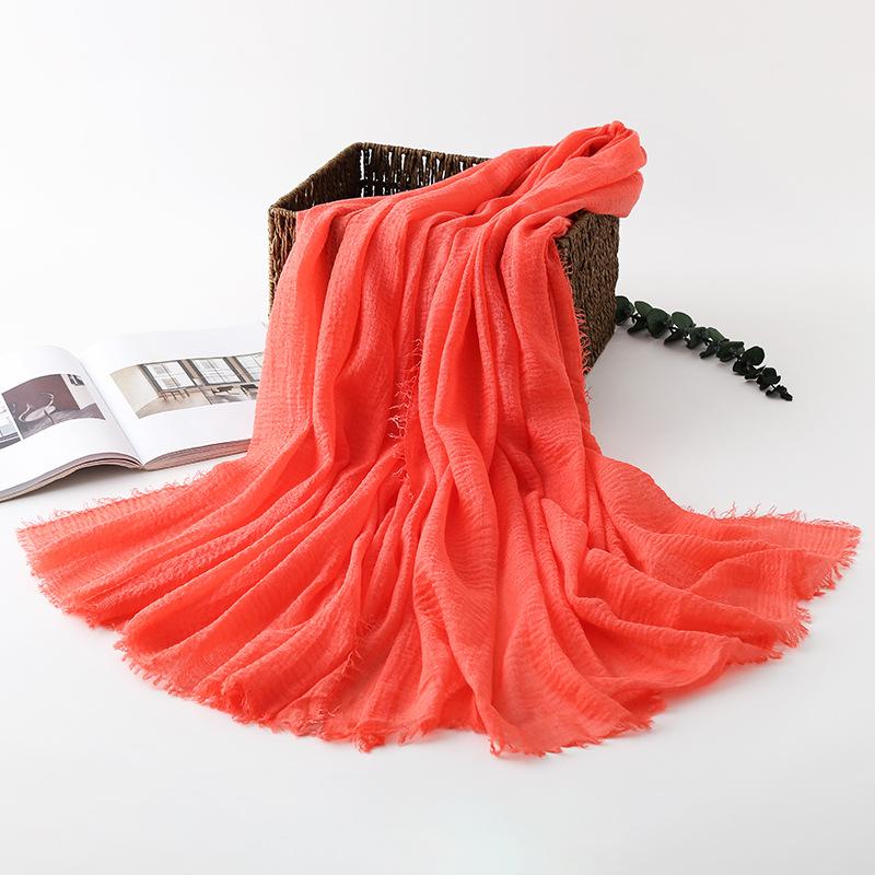 Women Cotton Linen Scarf Autumn Lady Solid Color Long Scarves Soft Thin Plain Shawl Foulard Viscose Wrap Shawls New Summer