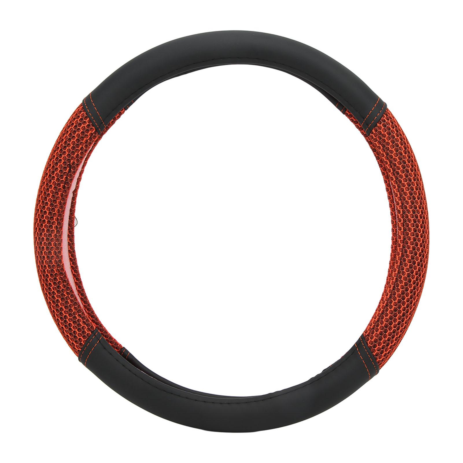

15in Car Steering Wheel Cover Dual Color Spliced Better Grip Interior Decoration