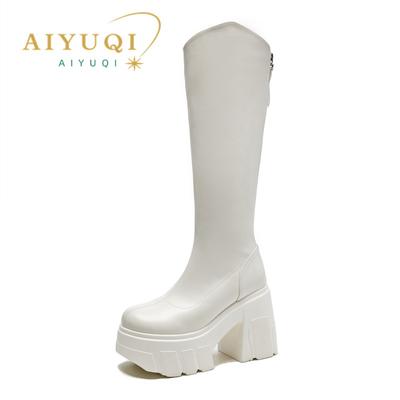 Mode AIYUQI Western Cowboy Stiefel Damen 2025 Neue Mode Hoher Absatz Damen Reiterstiefel 11cm Absatz Hohe Plateaustiefel Damen