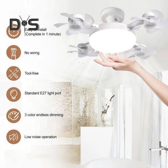 2-in-1-Hängeventilator mit LED-Laterne, 3 Farbmodi, dimmbar, leiser Betrieb, Deckenventilatorlampe mit Fernbedienung