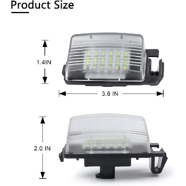 Gempro 2Pcs LED License Plate Light Lamp Assembly Replacement For Nissan 350z 370z GT-R Cube Leaf Sentra Versa 5D/4D Infiniti Q60 G35 G37 G25,