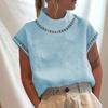 Women's Solid Color Hollow Top Casual Turtleneck Breathable Shirt