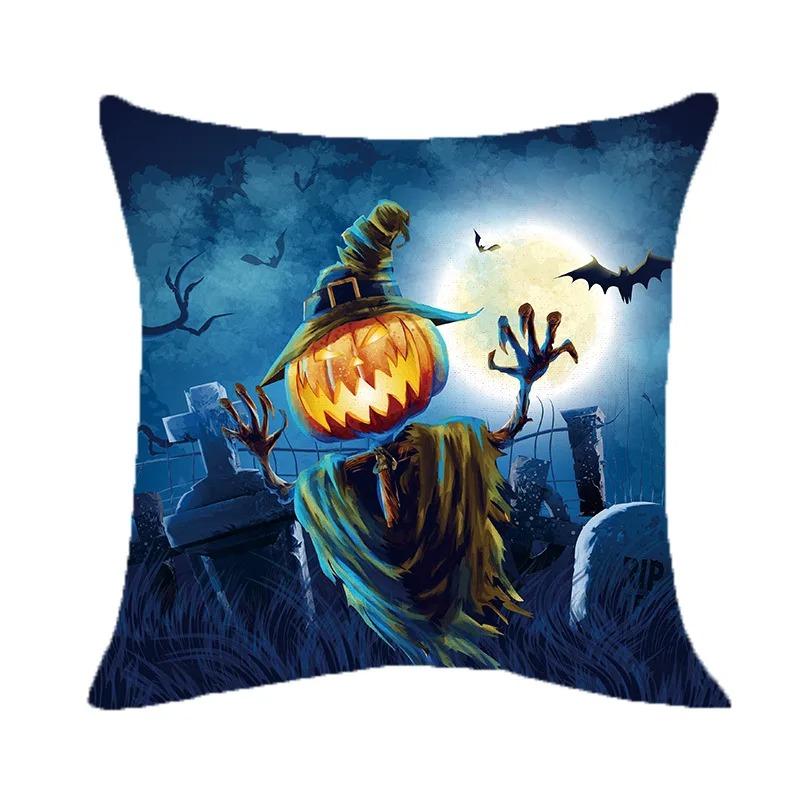 Halloween Theme Pillow Cover Car Office Living Room Sofa Halloween Pumpkin Lantern Decoration Pillow Cover