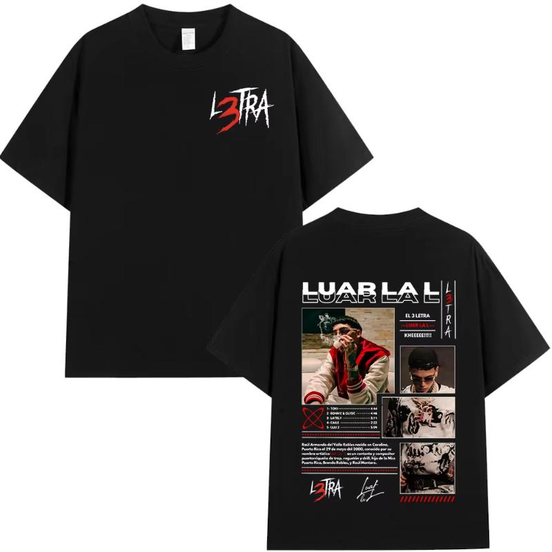 Rapper Luar La L Music Album L3tra T Shirts Unisex Unisex Hip Hop Fashion Short Sleeve Tshirts Vintage Oversized Tshirt Streetwear