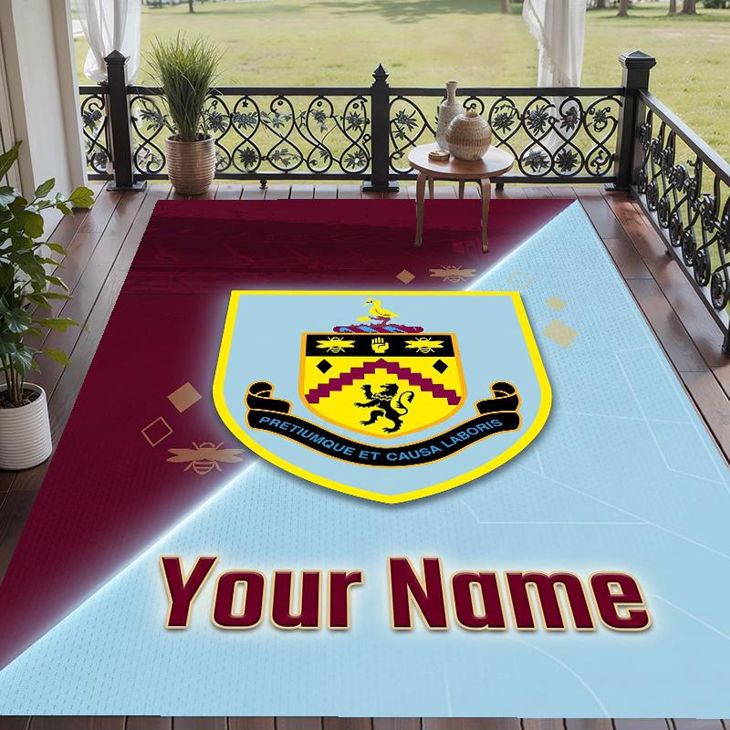Custom Text Printed Rug Burnley Football Non Slip Floor Carpet For Home Room Decor