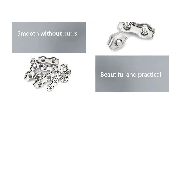 2PCS 304 Stainless Steel Wire Rope Clamp Single/Double Clamp Wire Rope Cable Clamp Size M2-M8