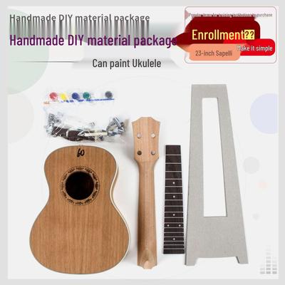 Kit Ukulele Fai-da-te da 23 Pollici: Assemblaggio di Strumento in Legno Massiccio, Verniciabile, Semilavorato, Fatto a Mano