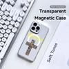 Fashion God Cross Phone Case For iPhone 17 16 15 14 13 12 Pro Max Plus With Magnetic Crystal Clear Case Wireless Charge