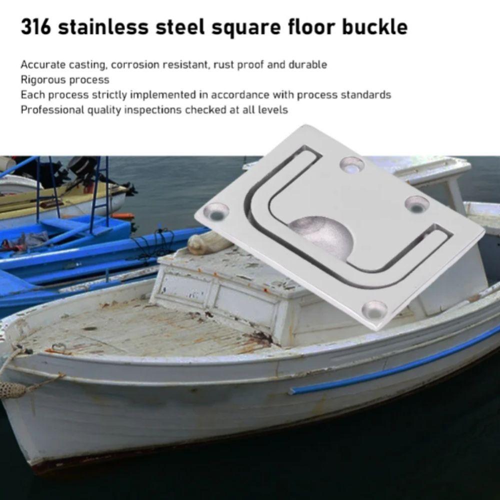 Mirror Finish Marine Hardware Square Shape Boat Hardware Floor Buckle Yacht Accessories  Deck Cover