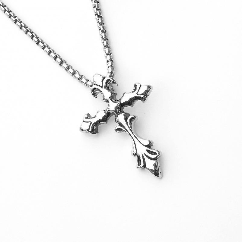 2024 Retro Skull Titanium Steel Pendant Necklace for Men - European American Style Half Face Stainless Steel Jewelry