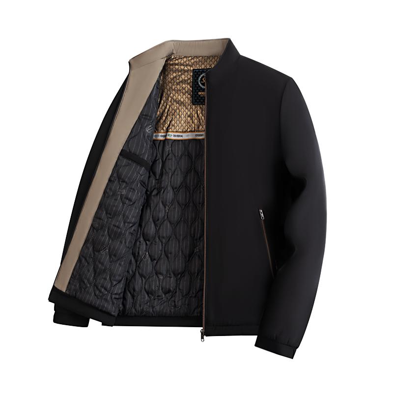 Men's Zipper Autumn and Winter High Collar Solid Color Pocket Long Sleeve Jacket Fashion Tops