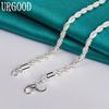 925 Sterling Silver 4mm Twisted Necklace Fashion Jewelry
