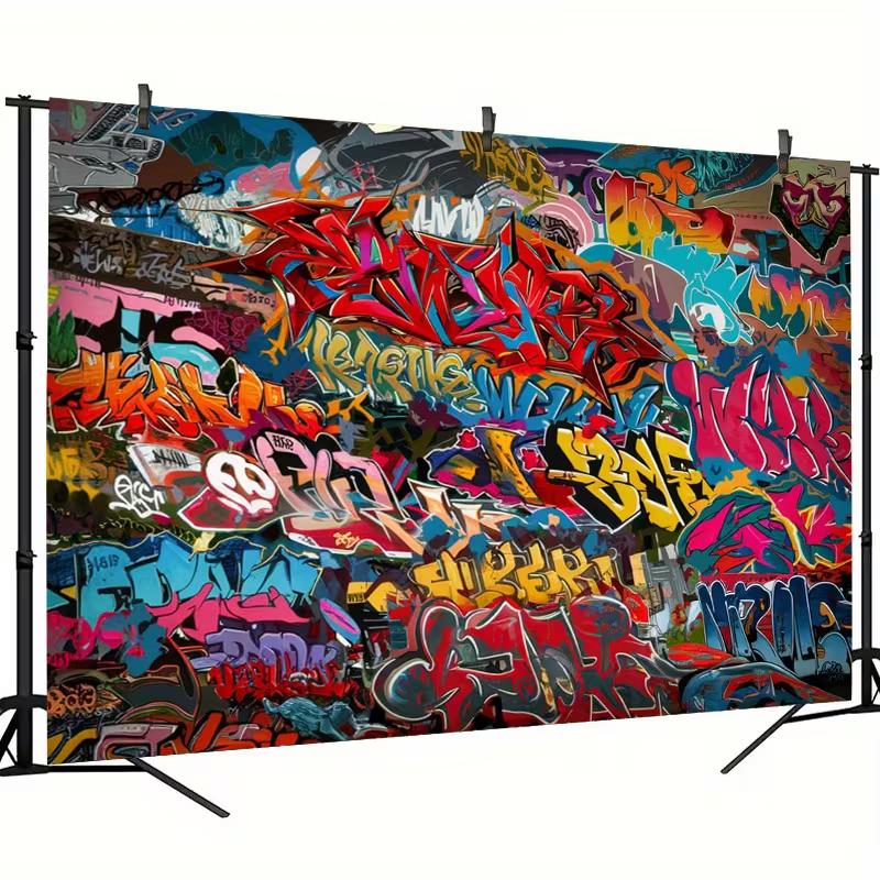 2D Colorful Graffiti Wall Photography Background Cloth