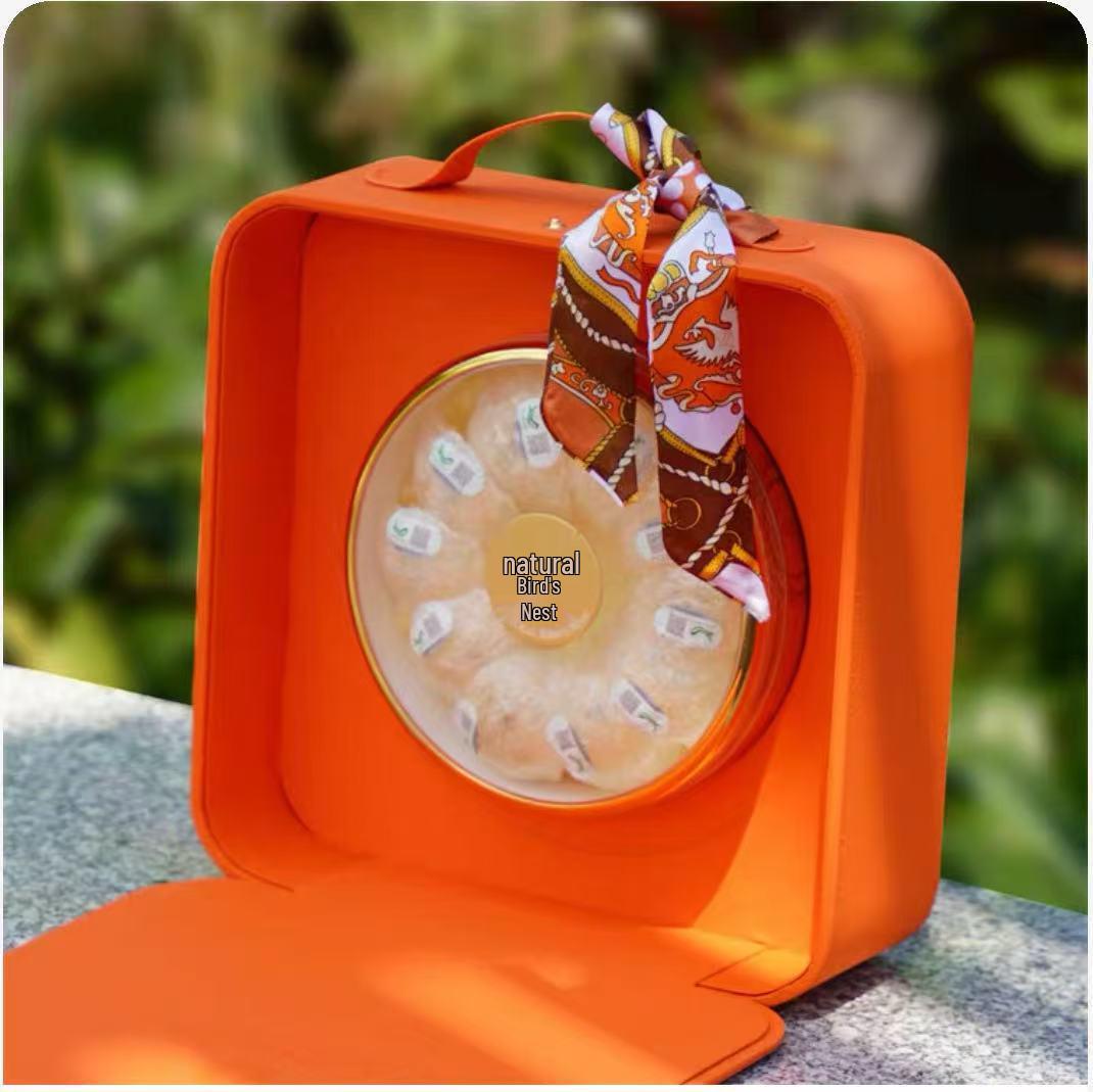 Zi-Портативная подарочная упаковочная коробка из кожи «Птичье гнездо» Hermes Orange, вместимость 50 г, пустая. Price for 16 Sets