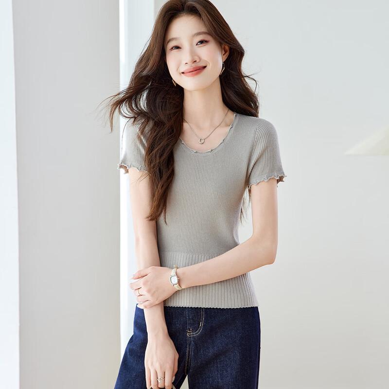 Srcr Mulberry Silk Blend Short Sleeve Knitted T-Shirt L