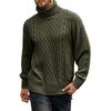 Mens Turtleneck Sweater Pullover Twisted Pattern Casual Loose Fit Thick Winter Long Sleeve Cable Knit Sweaters