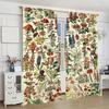 Christmas Decorations Retro Plant Animal Illustration Pattern Printed Curtains Home Decoration Room Curtain Made Of Polyester Washable