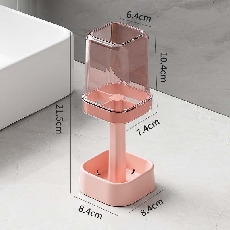 

Минималистский набор держателей зубных щеток Компактный органайзер для хранения с чашкой для полоскания, стаканом для ванной и полкой для экономии места в ванной розовый
