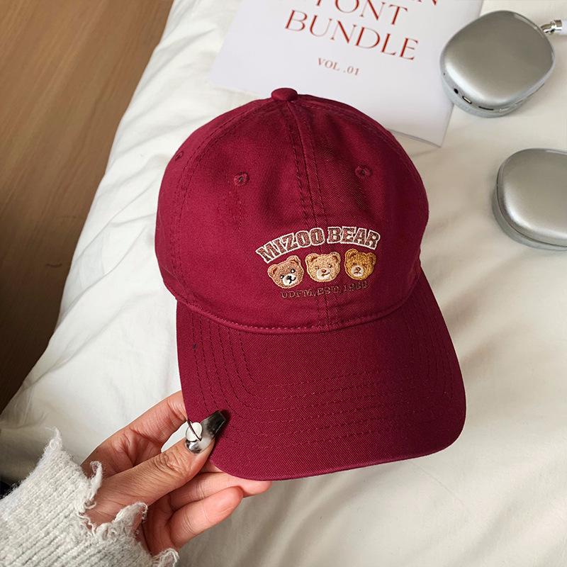 Bear Embroidered Baseball Cap Female Sweet Versatile Sports Cap Couple Student Face Small Hat