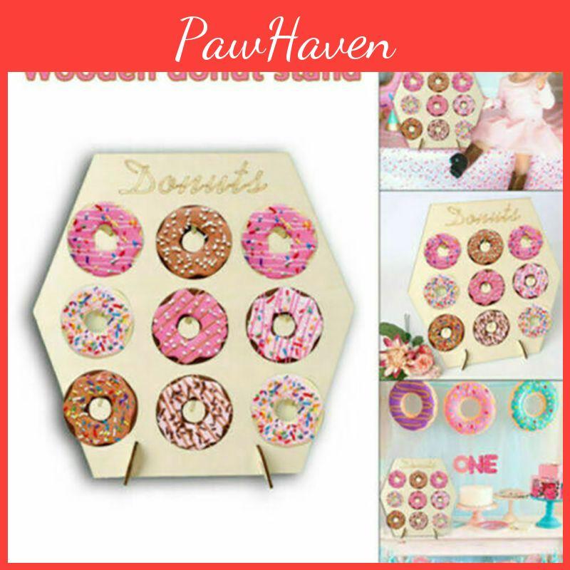 Elegant Wooden Donut Wall Display Stand For Wedding And Birthday Parties