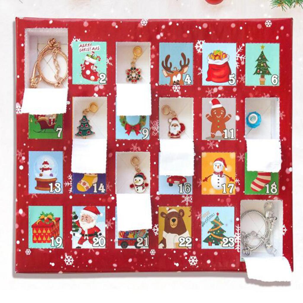 2023 Girls And Boys Christmas  Calendar With 24 Day Unique Gift, Christmas Countdown Calendar, Snowflake Theme, DIY Creative Pendant Bracelet