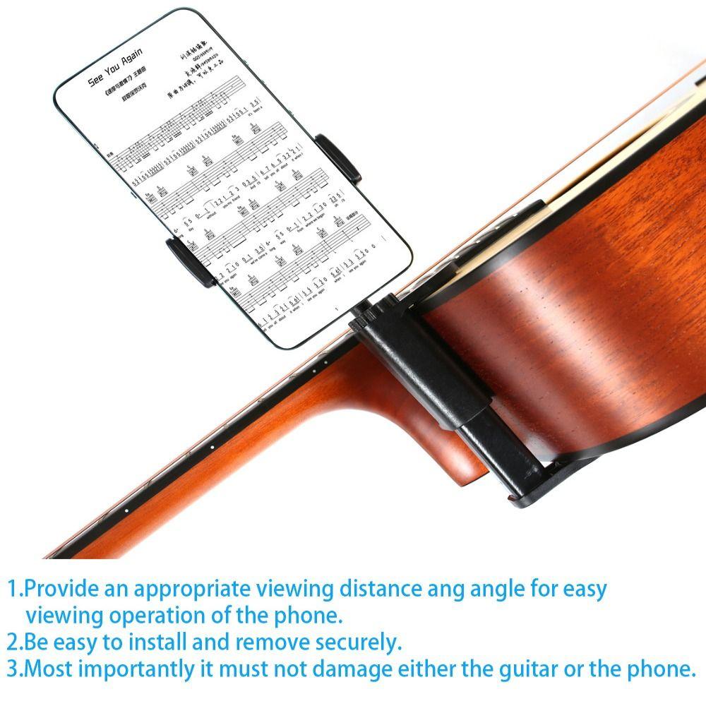 Hands-Free Guitar Phone Holder Adjustable Clip Ukulele Phone Bracket Live Performances