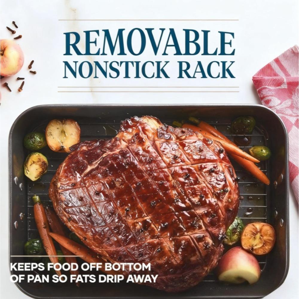 1Pcs Nonstick Roasting Pan with Handles Baking Dish for Turkey BBQ Vegetbale Roasting Pans for Oven Baking Mold