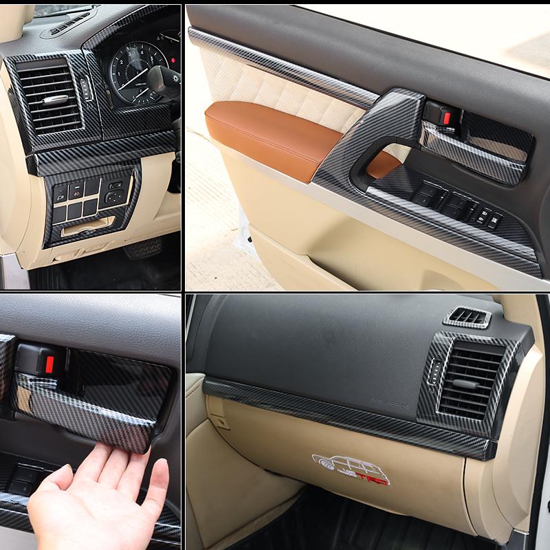 

Для 2008-Toyota Land Cruiser 200 Углеродное волокно, модификация внутренней отделки салона LC200, аксессуары для украшения ручек