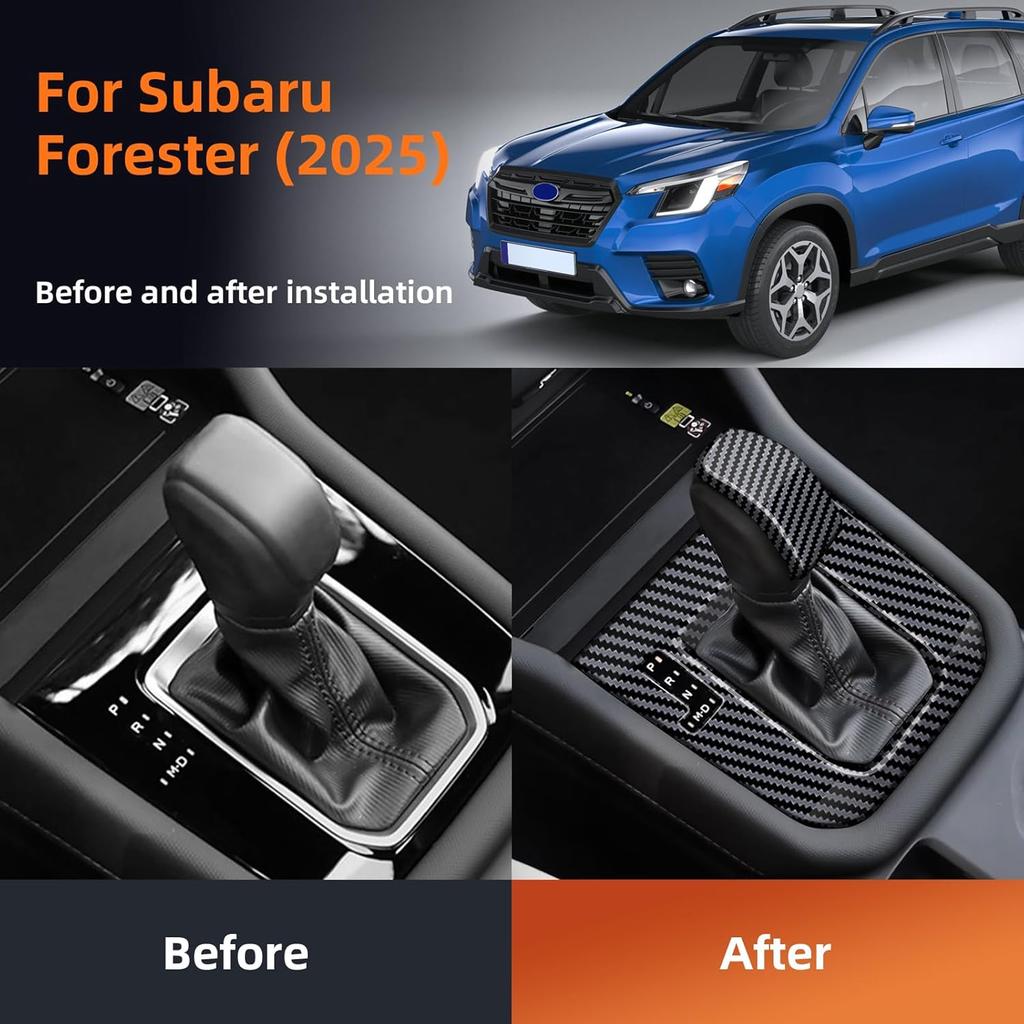 for 2025 Subaru Forester Gear Shift Panel Frame Cover, ABS Carbon Fiber Style Car Gear Shift Knob Cover Center Console Deco Cover Trim