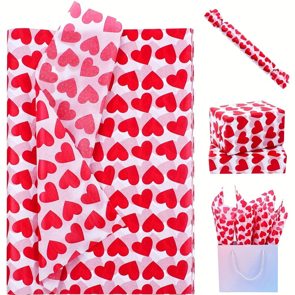Christmas red heart packaging tissues, bulk gift bags, romantic Valentine's Day tissues, Thanksgiving birthday gifts,handicrafts