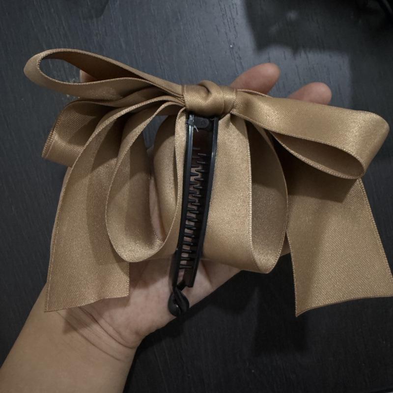 Korean Fashion Bow Banana Clip for Thick Hair - Vertical Ponytail Hairpin