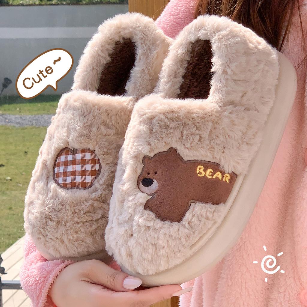 Cute Bag Heel Cotton Slippers Autumn and Winter Indoor Home Thick-soled Non-slip Plush Warm Plush Cotton Shoes