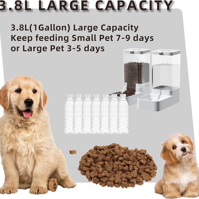 Dog Feeder Cat Water Dispenser Automatic Cat Feeder and Cat Water Dispenser Gravity Cat Feeder Food Storage Dispenser Container