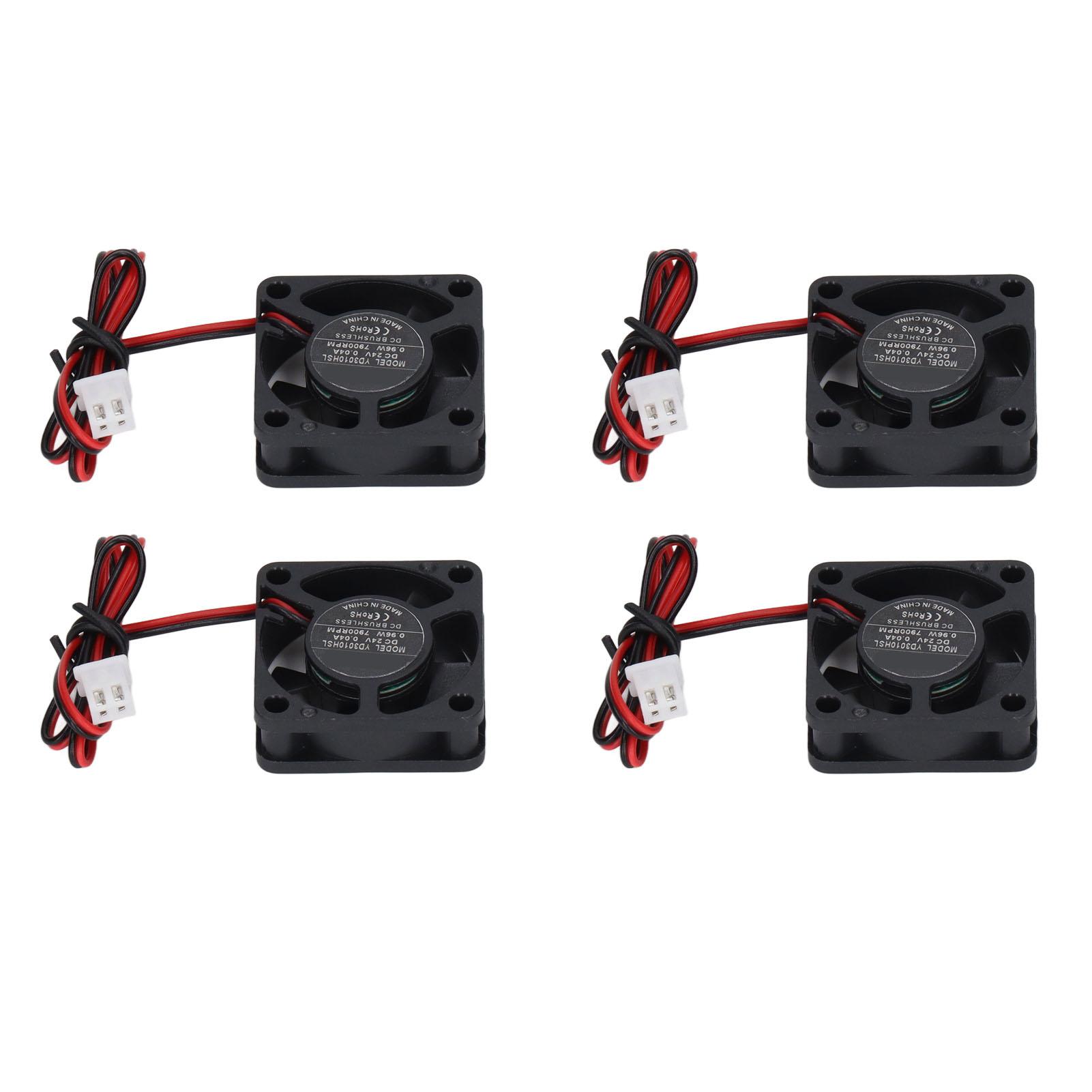

3010 DC Brushless Fan 2pin Terminal Low Noise Mini DC Cooling Fan for 3D Printer Extruder Hot End V6 V5 CPU 4pcs DC 24V