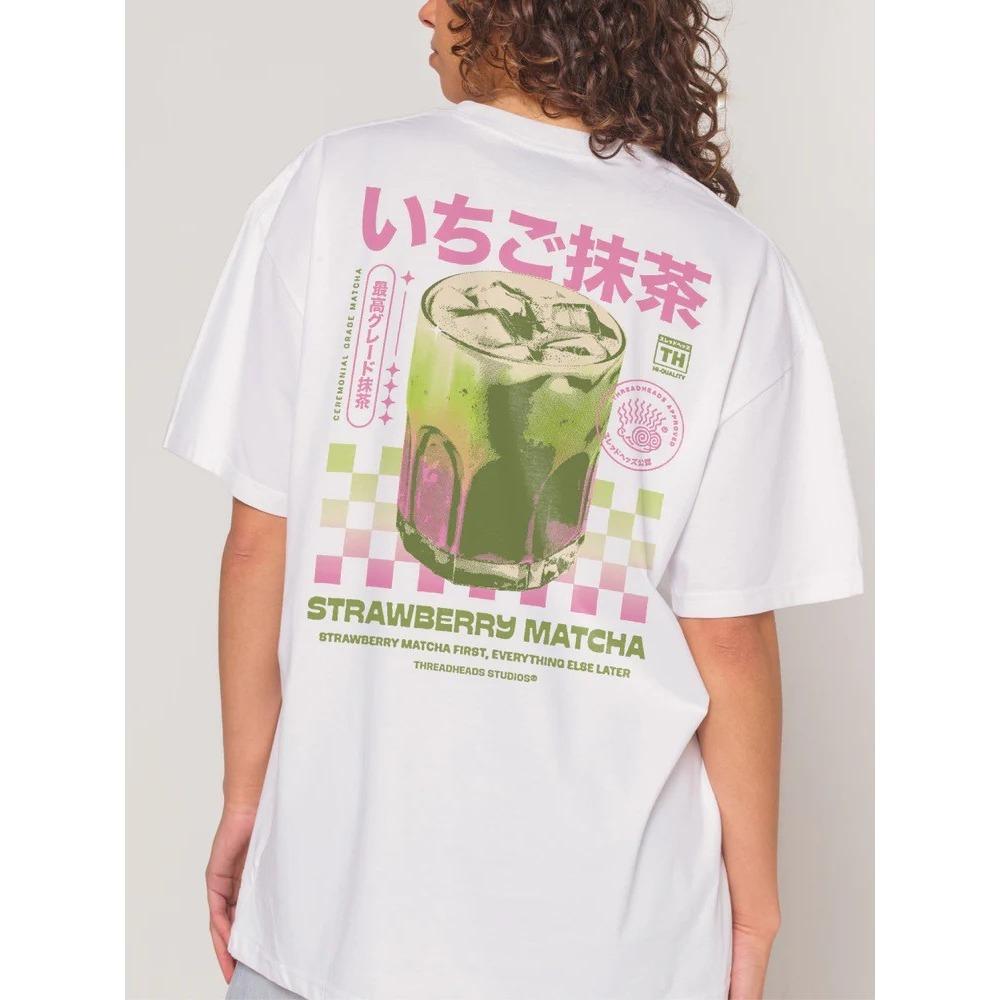 

Matcha Back Print TShirt Loose Short Sleeve Streetwear Graphic Tees Tops Y2k Aesthetic Cotton Women Oversized T Shirt 4XL