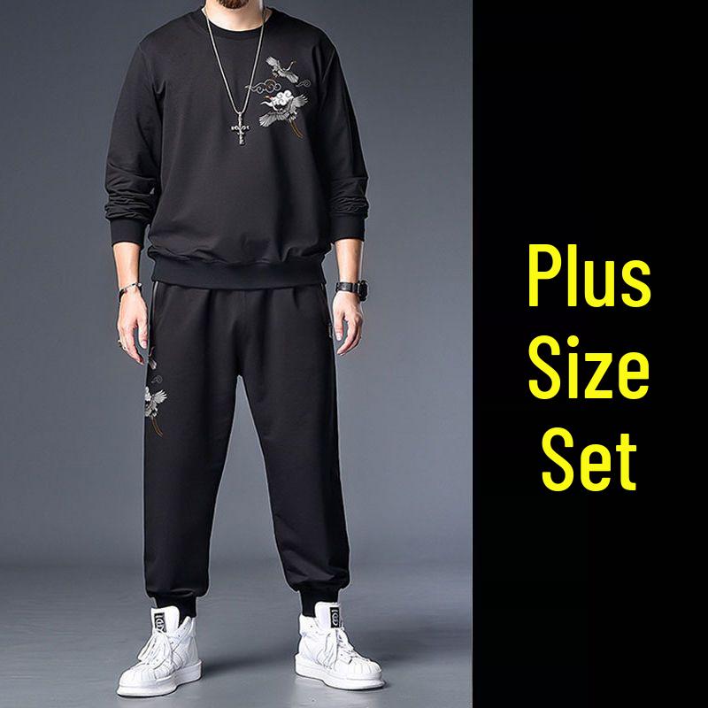 Men's Plus Size Loose Fit Autumn Hoodie & Joggers Set