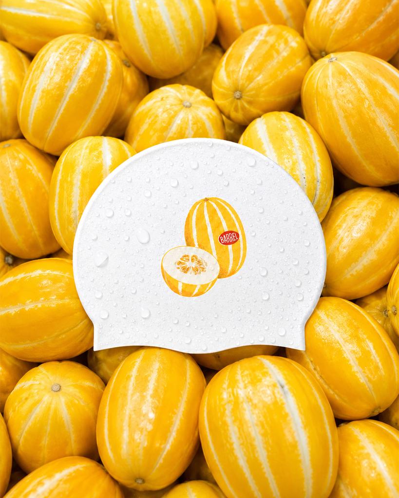 BARREL Korean Melon Silicone Swim Cap White (B6Suasc128Wht)