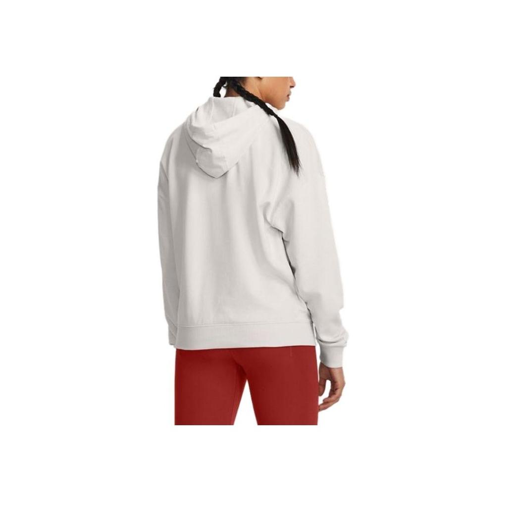 Under Armour Letter Print Hooded Long Sleeve American Sweatshirt Women sweatshirt Beige 1380186-114