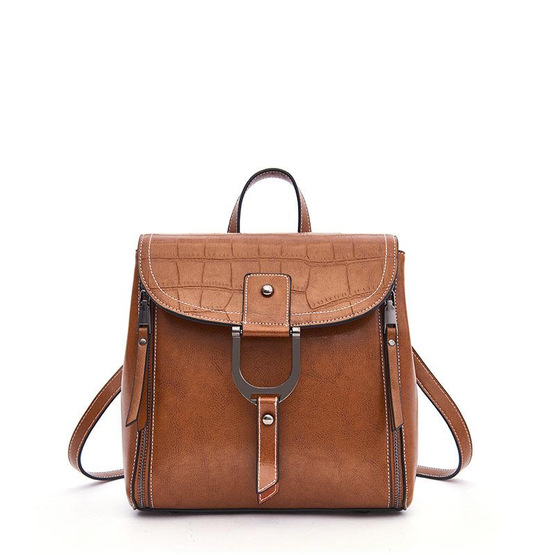 Echte Rindsleder Damenrucksäcke Lässige Damen-Reisetaschen Mädchen-Schultaschen
